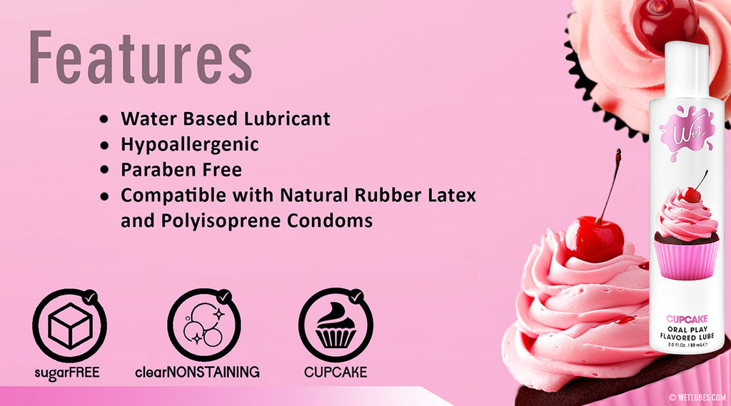 Wet Flavored Cupcake Edible Lubricant - Features