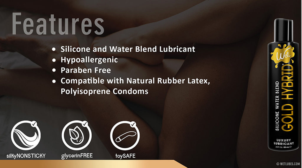 Wet Gold Luxury Hybrid Water Silicone Blend Lubricant - Features