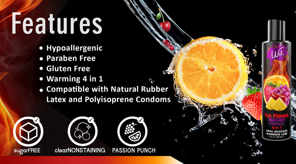 Wet Fun Flavored Passion Punch 4 in 1  Edible Lubricant - Features