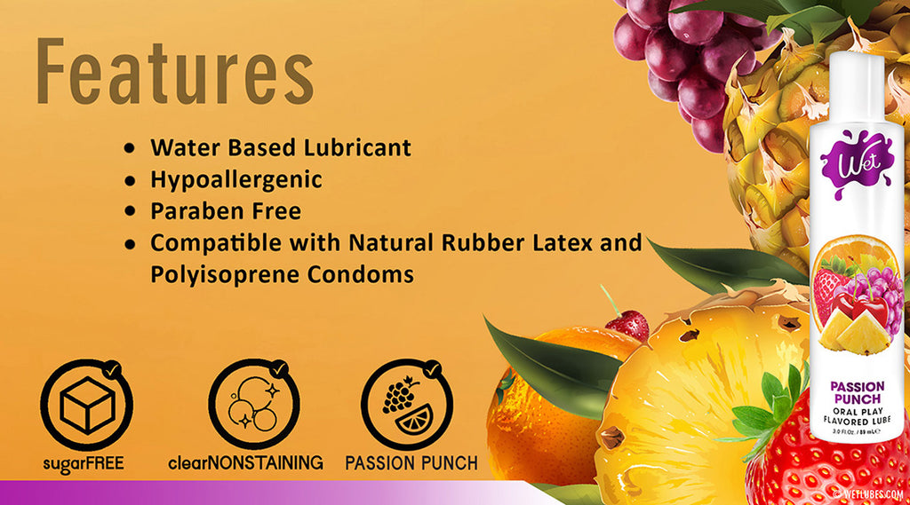 Wet Flavored Passion Punch Edible Lubricant - Features