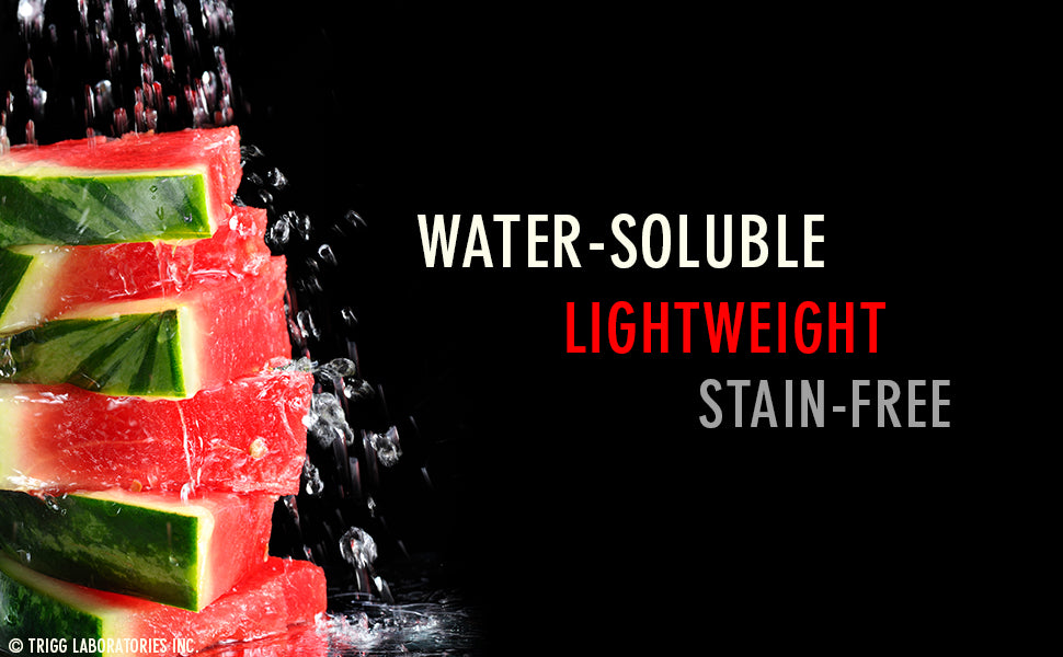 Water Soluble: Wet Fun Flavors Edible Lubricants are latex friendly and washes away easily with warm water. It is recommended for use with all types of toys and can be used for warming massages as well.