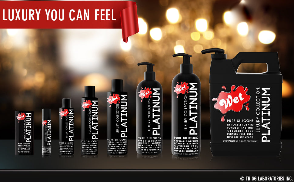 Wet Platinum luxury personal lubricant for men, women, and couples is made up of a pure silky silicone base, so a small amount goes a long way. This slick, but oil-free, premium sex lube is Wet lube's longest-lasting formula and doubles as a full body lotion, 