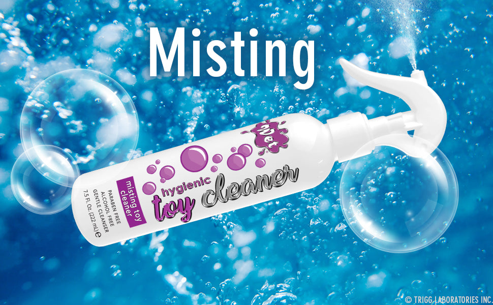 Wet Hygienic Toy Cleaner is a powerful yet gentle cleaning solution that makes clean up easy. Spend more time doing what is fun and leave the cleaning to Wet. Simply spray, let sit or massage in and rinse away with warm water.